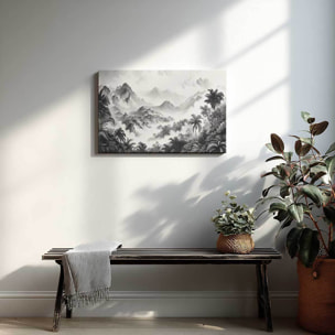 Tableau paysage tropical noir et blanc Toile imprimée