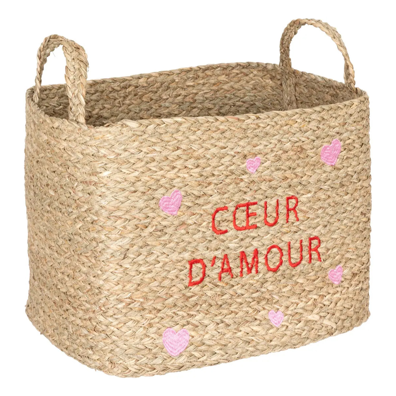 Lot de 3 paniers enfant Neree motif cœur L28/33/38cm