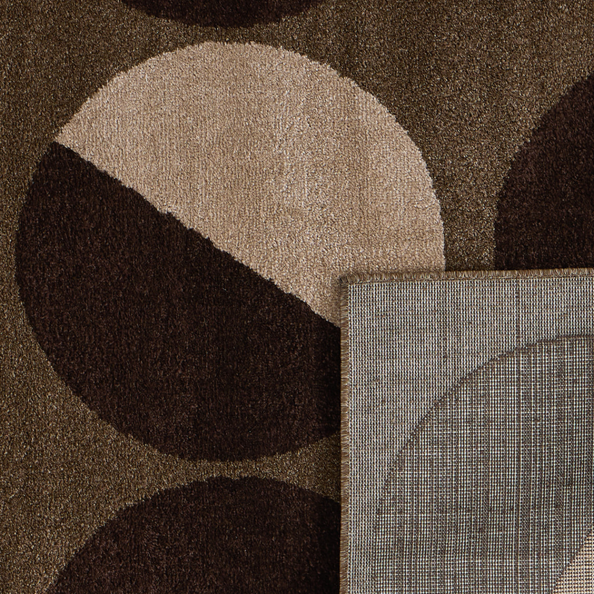SANTAL - Tapis de salon marron à motif géométrique