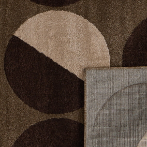 SANTAL - Tapis de salon marron à motif géométrique