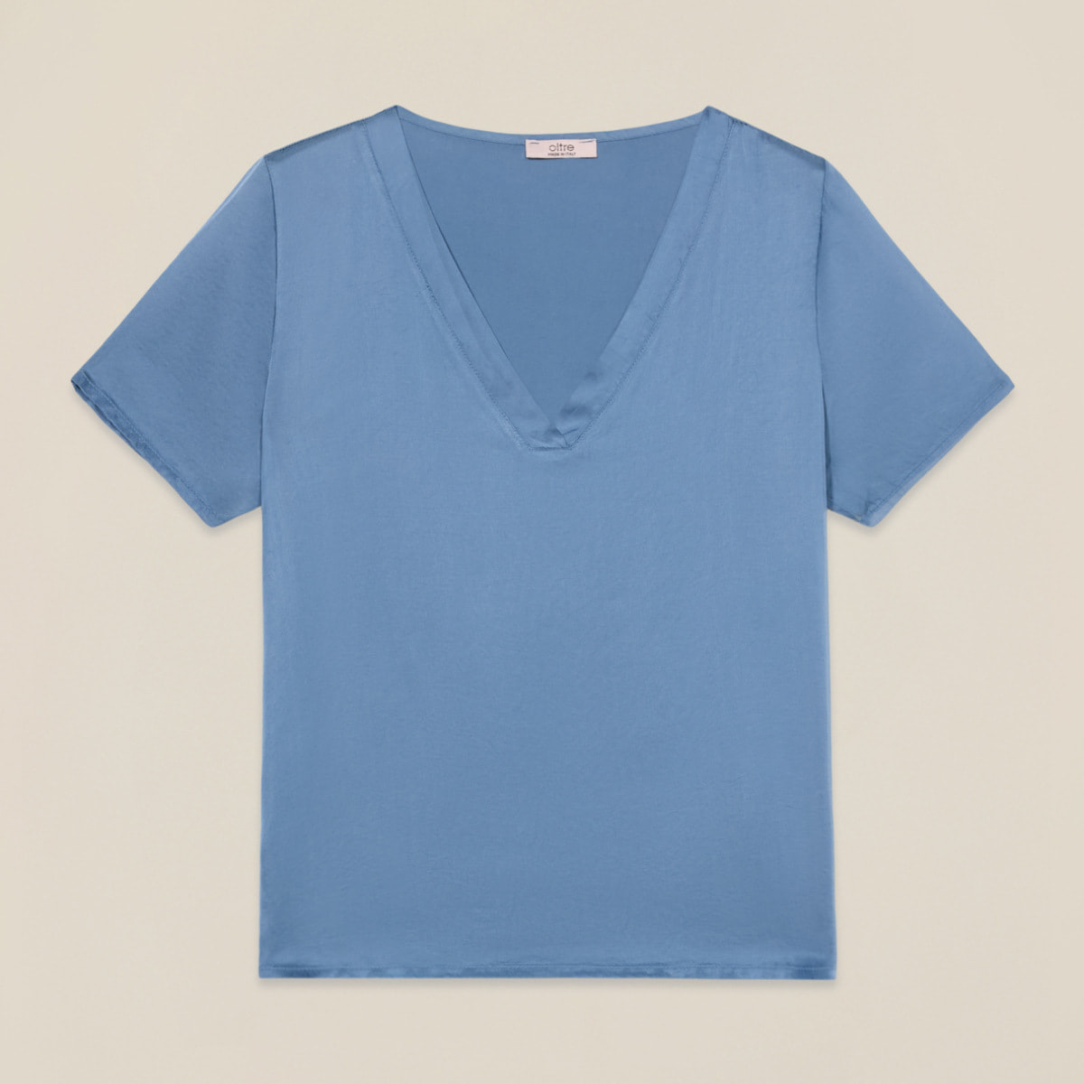 Oltre - Blusa de satén de viscosa - Light - blue