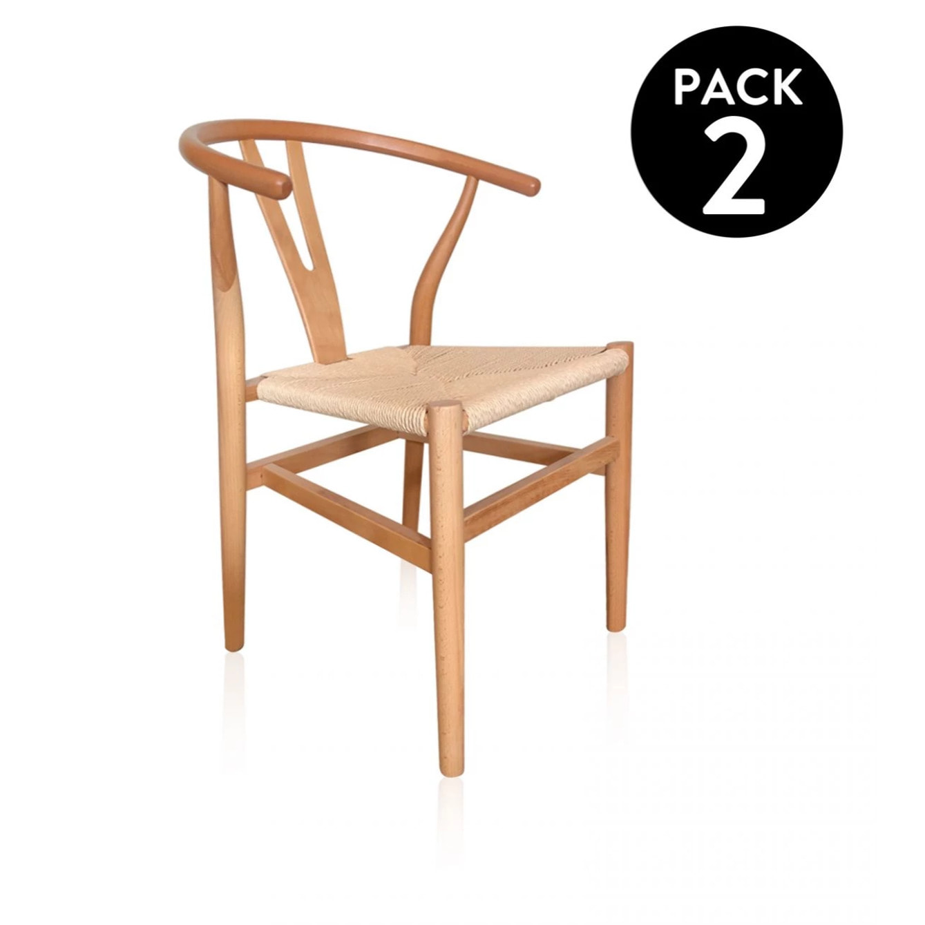 Pack 2 sillas de comedor Kioto Natural claro