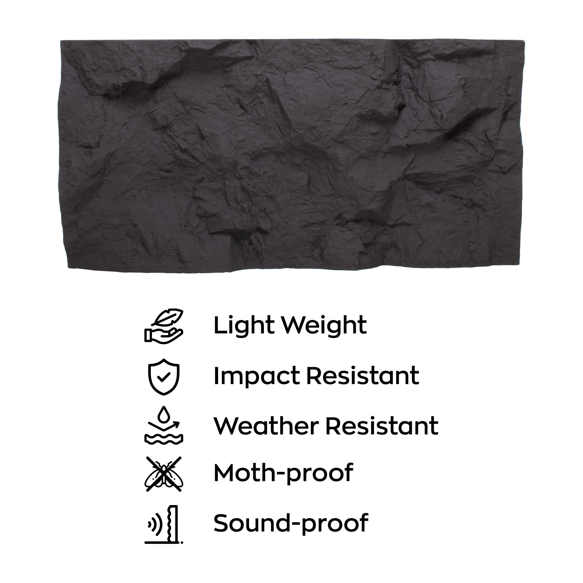 Rushmore - Set 2 pannelli decorativi 3D da parete 120x60x9 cm effetto pietra in PU Grigio Antracite