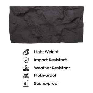 Rushmore - Set 2 pannelli decorativi 3D da parete 120x60x9 cm effetto pietra in PU Grigio Antracite