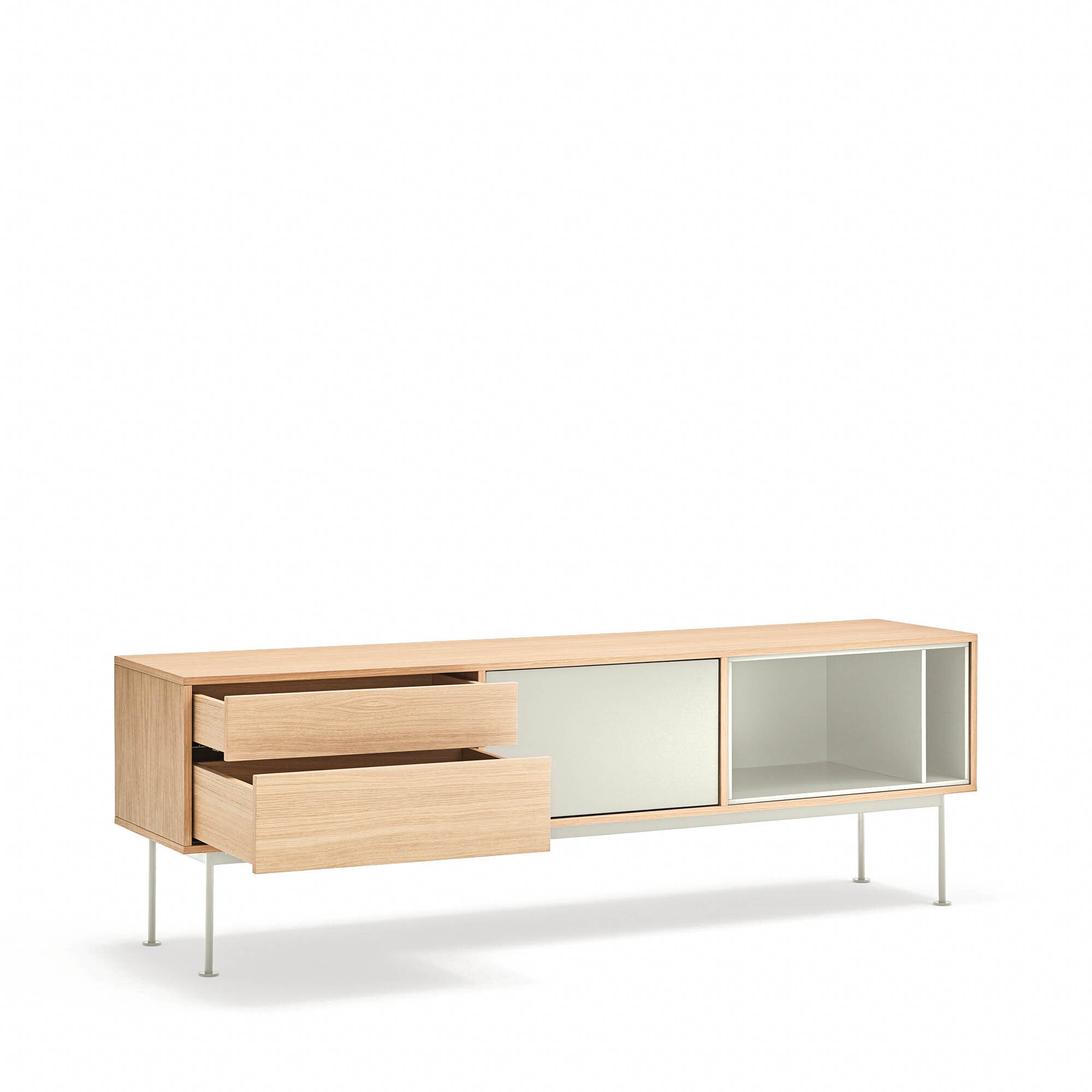 Mueble de televisión Yoko 2 cajones y 1 puerta roble y crema