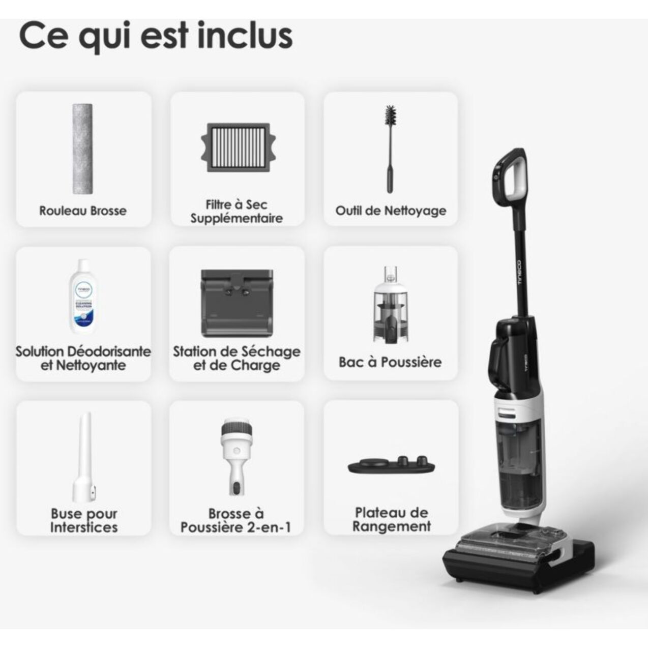 Aspirateur laveur TINECO Floor One Switch i5 Stretch Noir