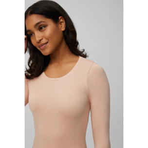 Maglietta termica a maniche lunghe beige con controllo della temperatura