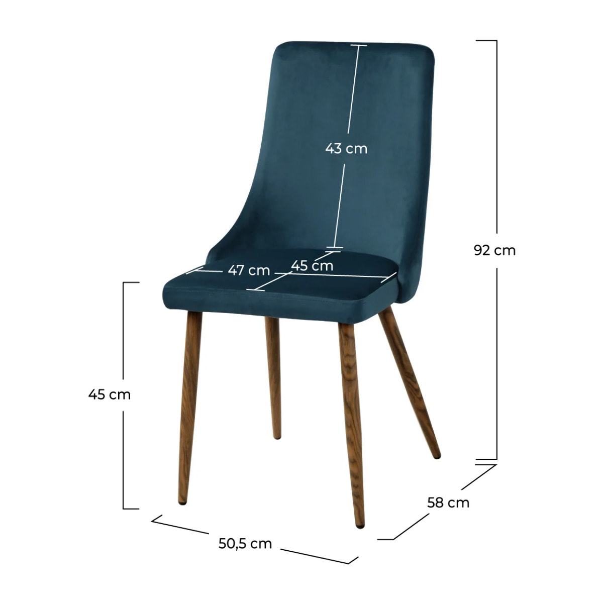 Lot de 2 chaises en velours bleu - Vinni