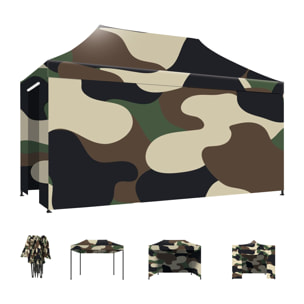Taman Tenda / Gazebo Per Giardino 3X4,5 Mt Impermeabile Tendone Pieghevole Per Fiere E Mercati Con Teli Laterali Colore Camouflage