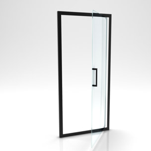 Porte de douche pivotante - 90x200 cm - Profilés Noir Mat - verre trempé 6 mm - CRUSH