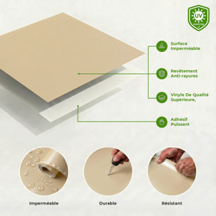 Rouleau adhésif décoratif Vinyle au Mètre - Sable - Sticker Lavable Imperméable Mur Cuisine Meubles