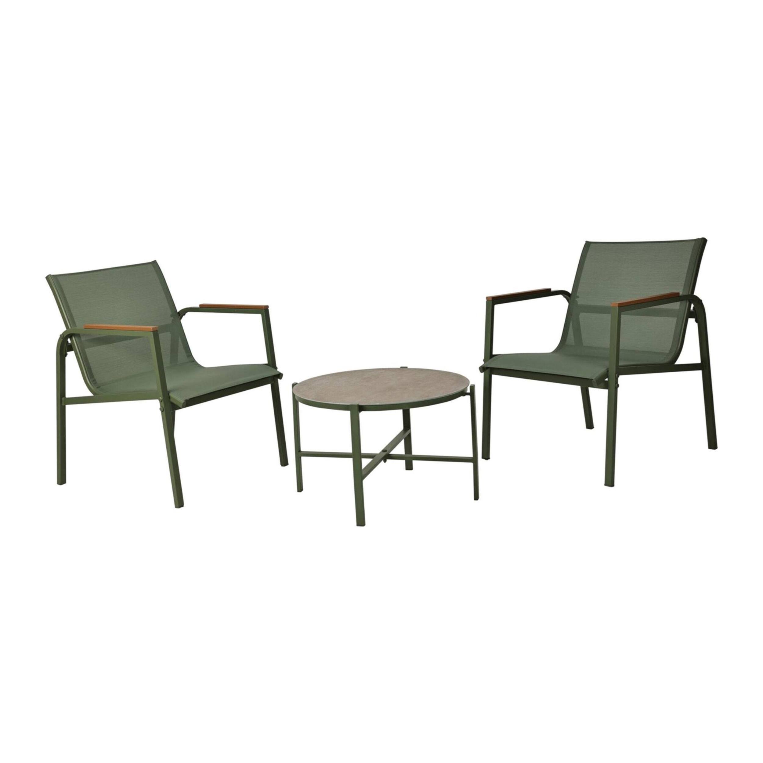 Well Home Conjunto de Muebles de Jardín de 3 piezas color Verde de diseño en acero galvanizado