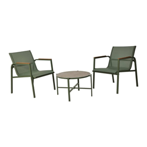 Well Home Conjunto de Muebles de Jardín de 3 piezas color Verde de diseño en acero galvanizado