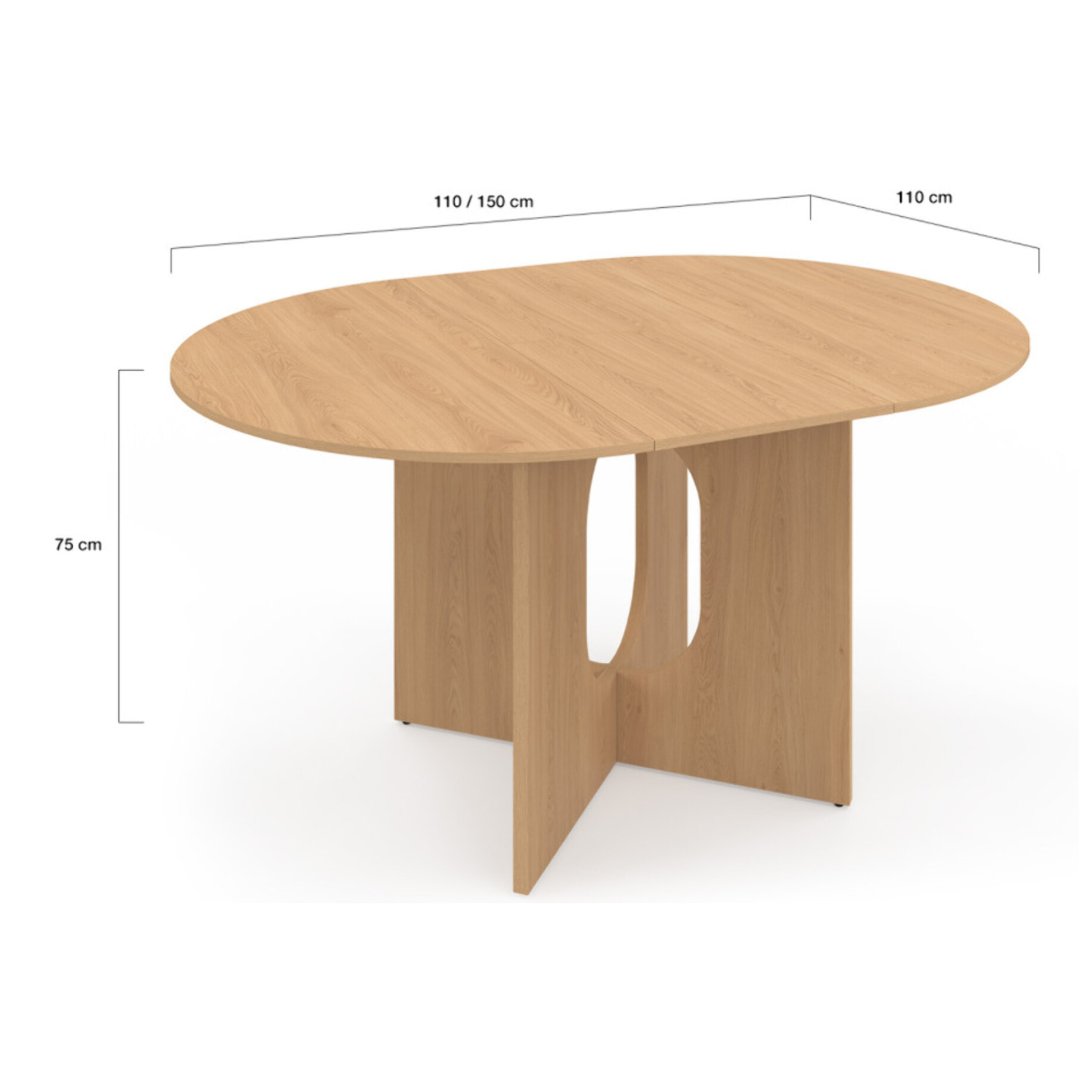 Table à manger ronde extensible Mathis Ø110-150cm bois