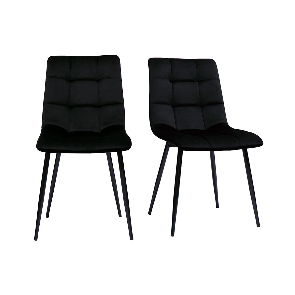 Chaises design noires en tissu velours noir et métal (lot de 2) MAXWELL