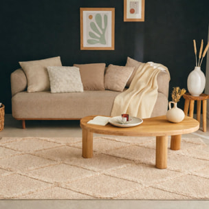 HARMONIE - Tapis de salon beige à motif berbère en relief