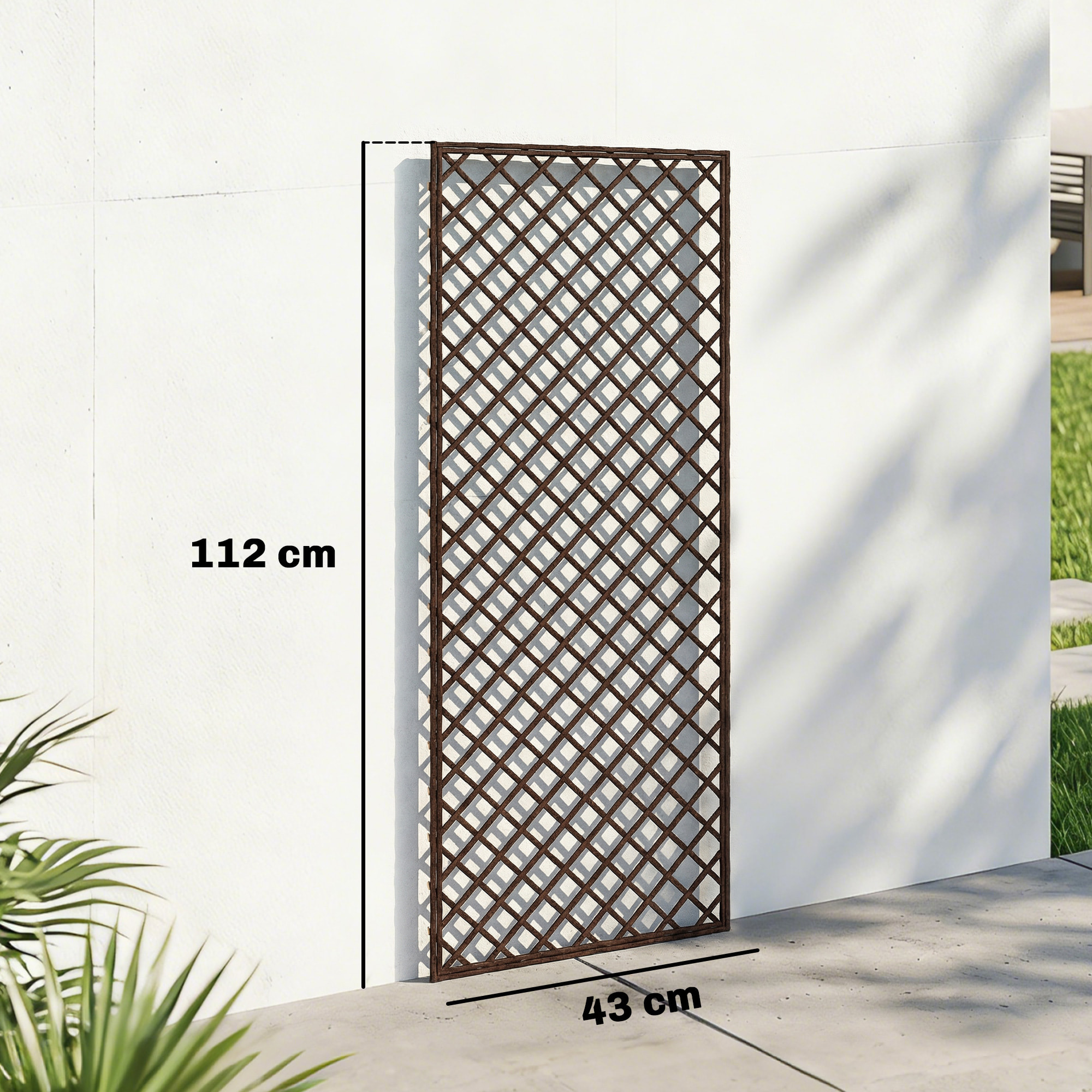 Lot de 3 treillis de jardin osier tissé naturel dim. 43 x 2 x 112 cm