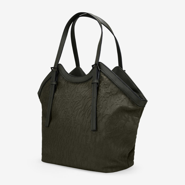 Bolso de hombro caqui con hebillas