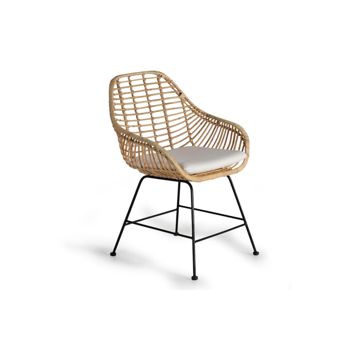 Silla de Rattan Natural 66 Cm Estilo Mediterráneo