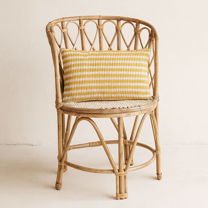 Fauteuil en rotin tressé avec coussin curcuma KATAVI