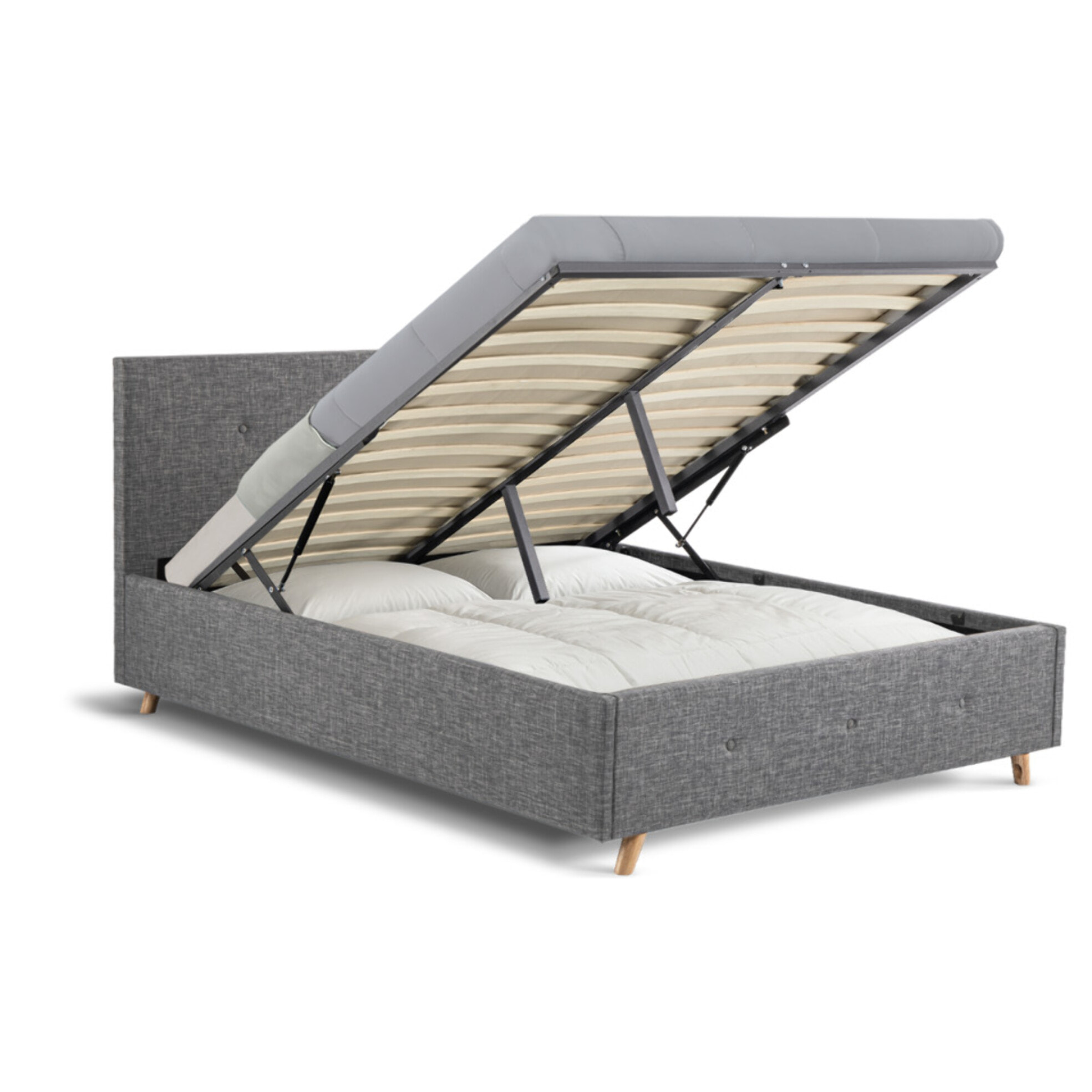 Lit coffre Mala 160x200cm tissu gris