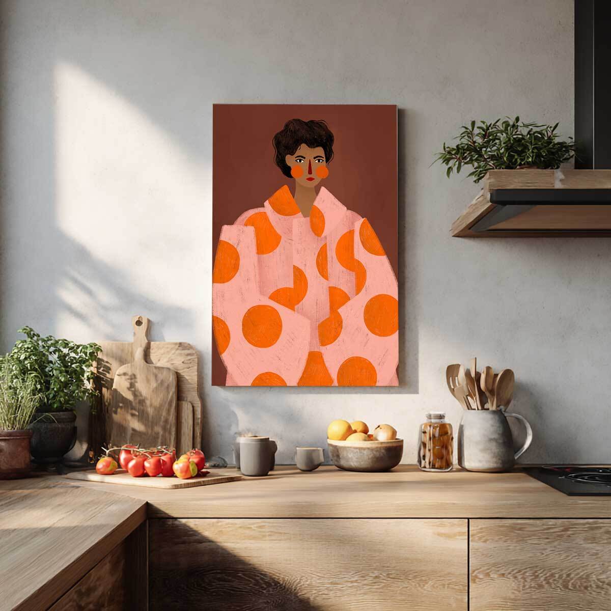 Tableau contemporaine Tableau Femme Manteau à Pois Tableau alu Dibond