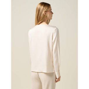 Oltre - Blusa de satén con engastes - Blanco