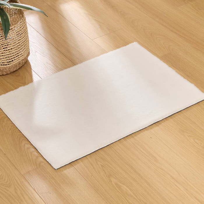 Tapis fausse fourrure Couka blanc 90x60cm
