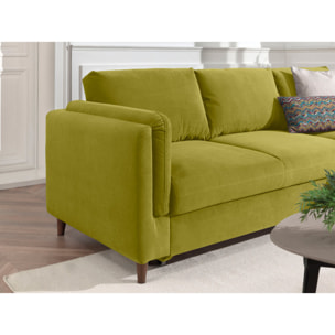 Brooke - canapé d'angle droit - convertible avec coffre - 4 places - en velours - Vert Olive