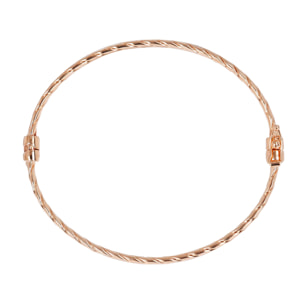 Bracciale Rigido Lucido Texture Treccia placcato Oro Rosa 18Kt