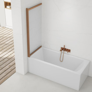 Swiss Aqua Technologies Vision 140x120 cm pare-baignoire coulissant en verre, traitement Easy Clean, or rose (SATVZVI120RG)