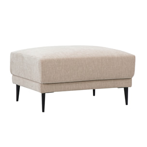 Pouf repose pieds en tissu effet velours taupe et métal noir JERRY