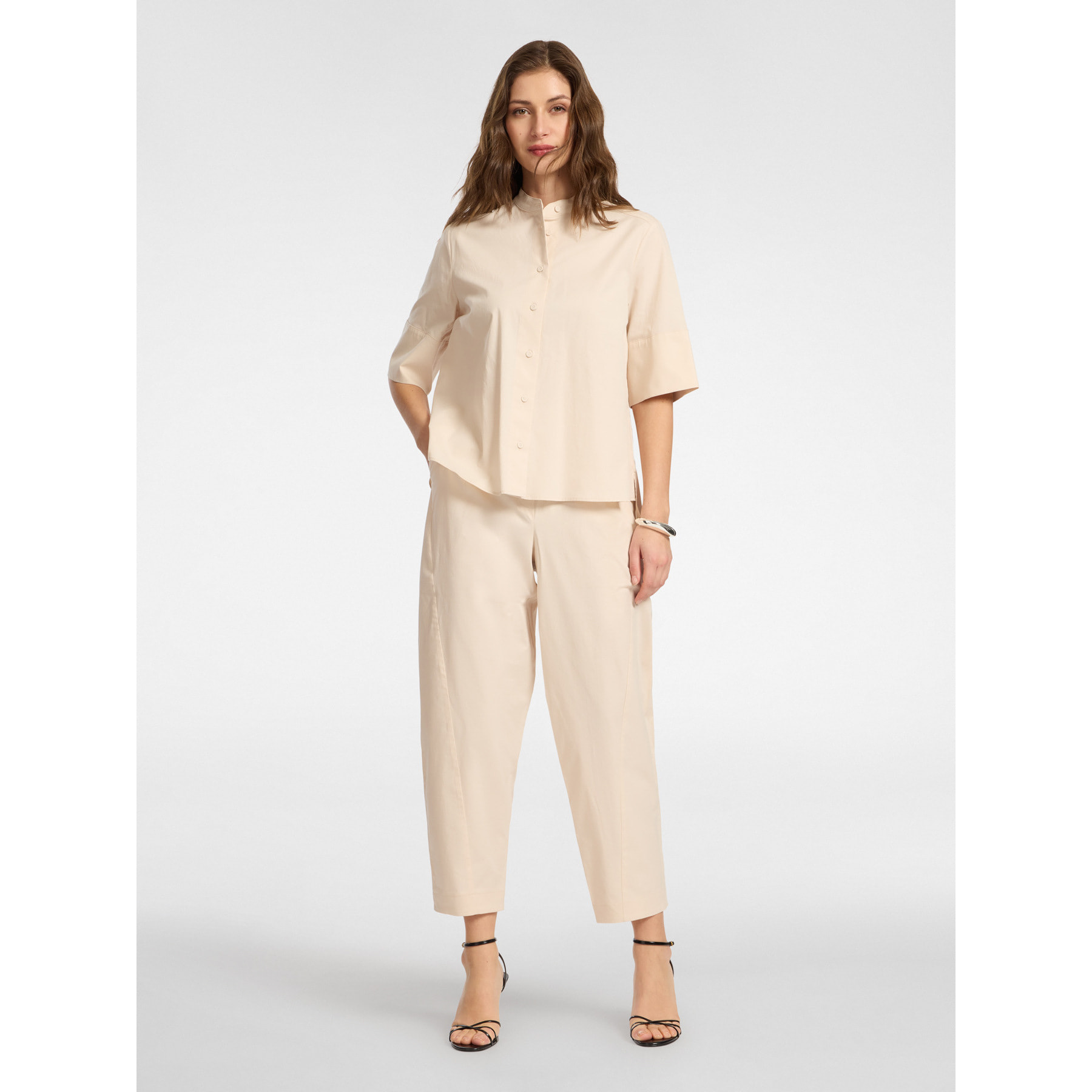 Elena Mirò - Pantaloni balloon in cotone stretch - Beige