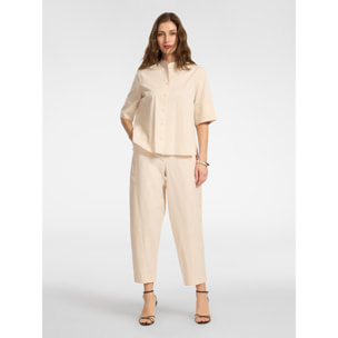 Elena Mirò - Pantaloni balloon in cotone stretch - Beige