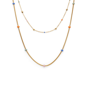 Collar Doble Carla Enamel Acero Baño Oro
