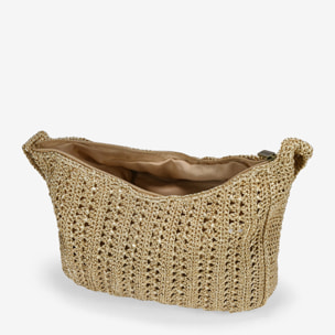 Bolso de hombro dorado en rafia