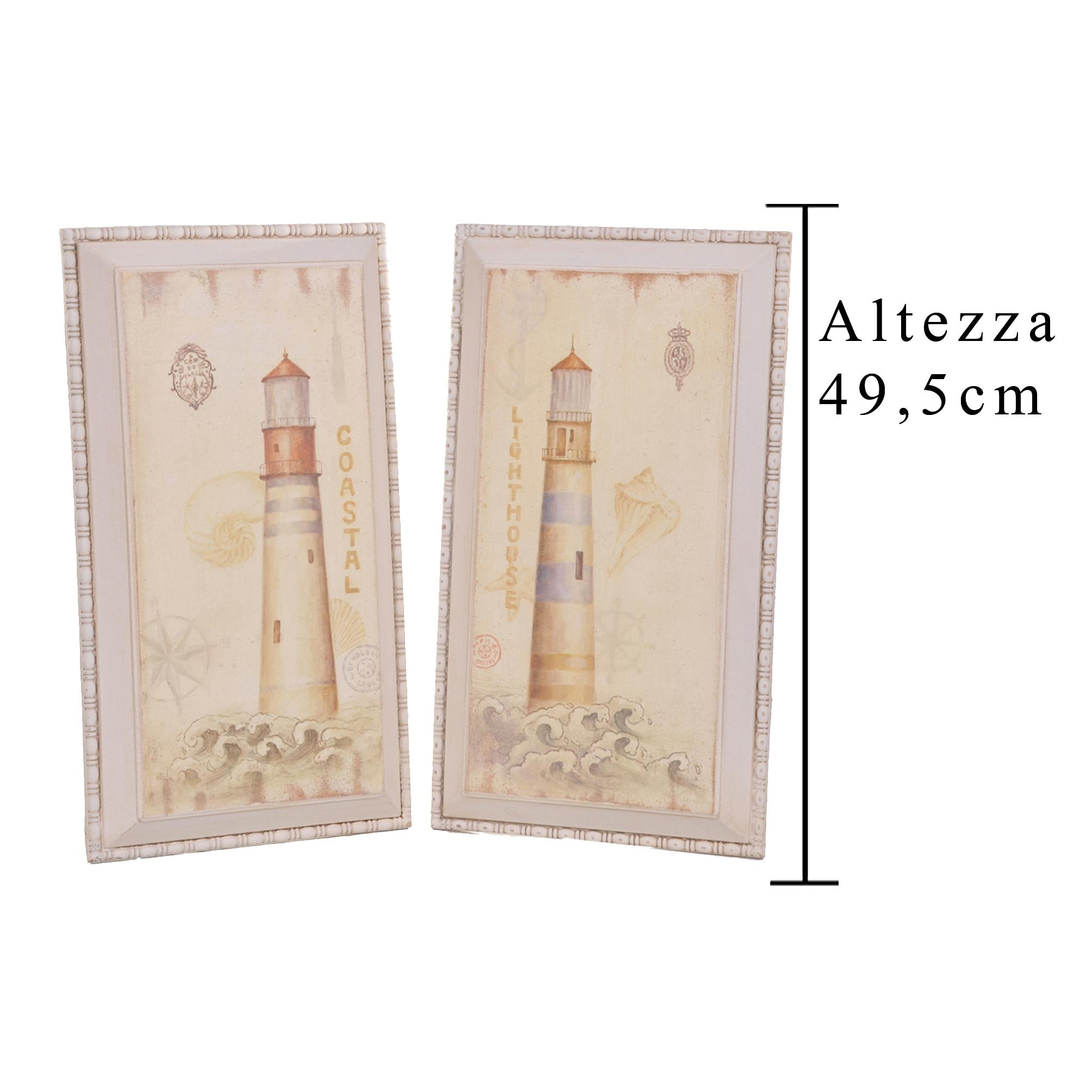 Quadro Faro Marino. Altezza 49,5 Cm - Pezzi 1 - 27X49,5X3,5cm - Colore: Incolore - Bianchi Dino - Marina, Decori Tema Marino