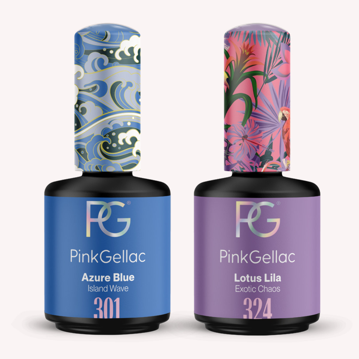 Pink Gellac Vernis Semi-Permanent Coffret - 2x 15ml Bleu Azur & Lilas - Gel Couleur Kit Ongle Gel - Set de Vernis Ongles Gel Durable - Gel UV Ongles Fabriqué aux Pays-Bas