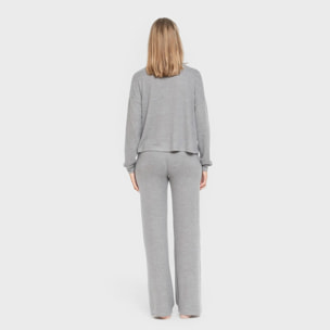 Pijama angorina liso gris mezcliyado