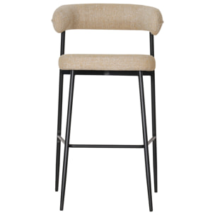 Lot de 2 tabourets de bar en tissu jaune chiné THEA