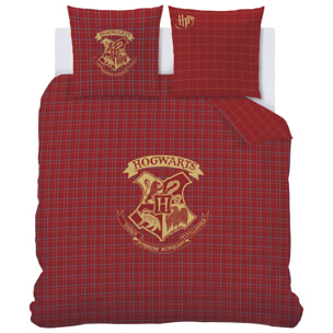 Parure de lit imprimée en flanelle de coton, HARRY POTTER TARTAN