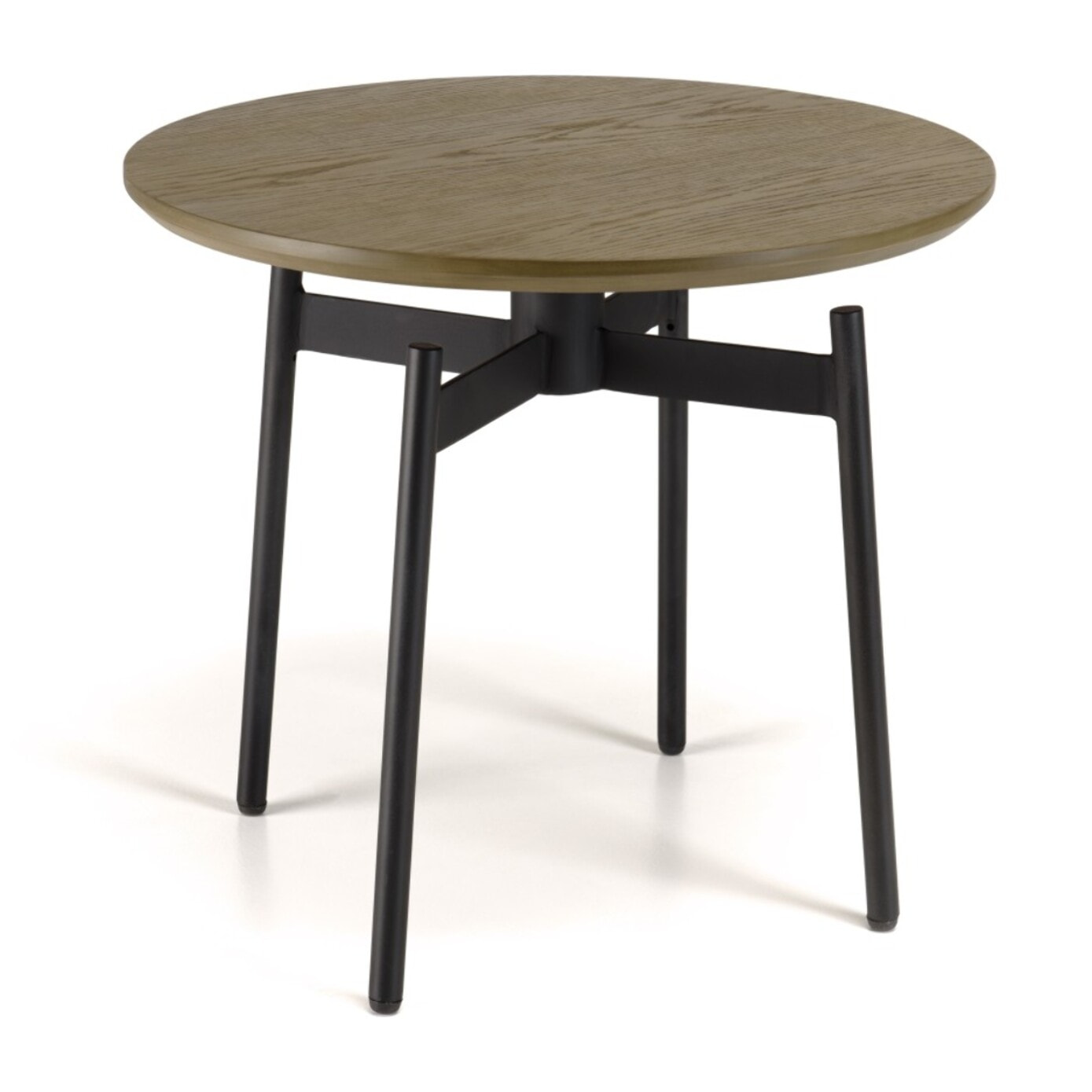 ALMA - Table d'appoint ronde marron foncé 55x55cm pieds métal noir