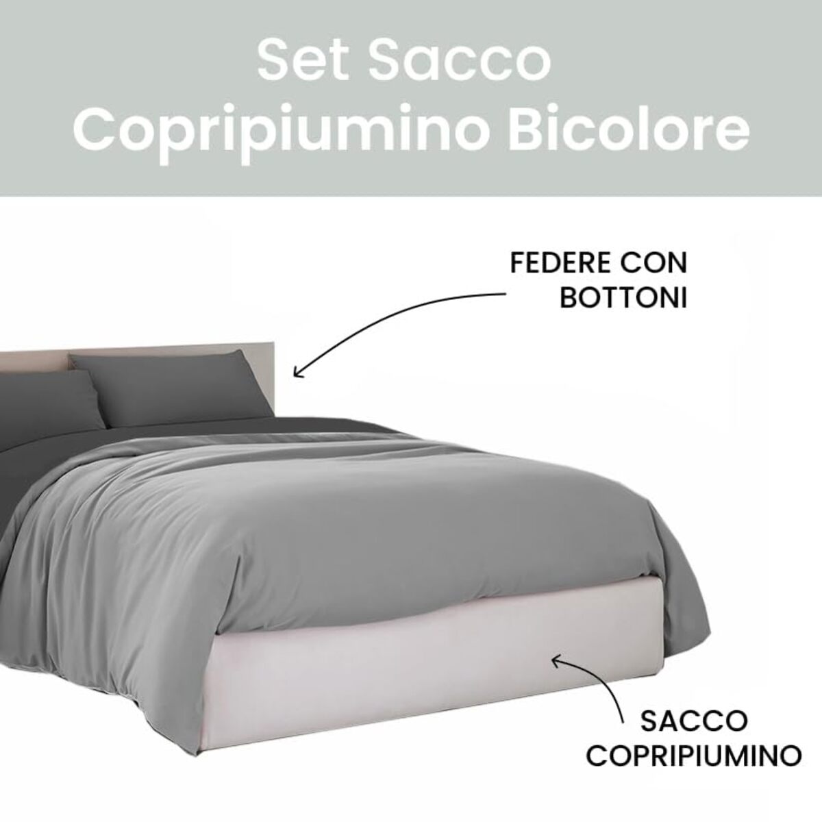 Intrecci Parure Copripiumino Bicolore 100% Cotone Singolo