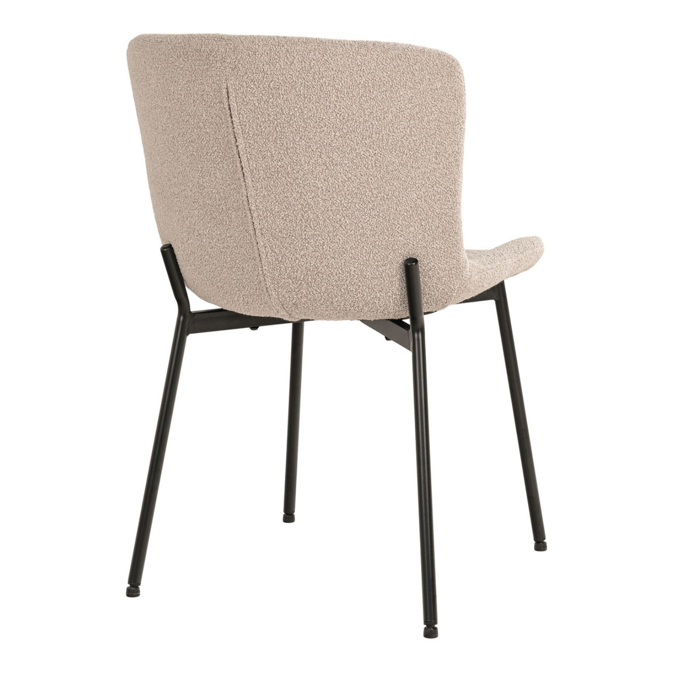 Set 2 sedie da pranzo Maceda in bouclé beige con gambe nere 48x59x83 cm