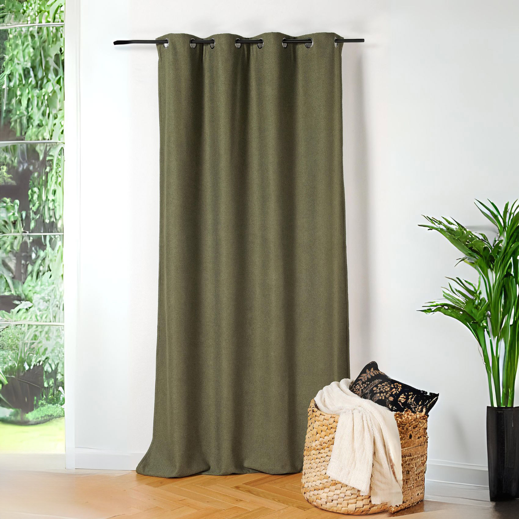 Rideau thermique au style bouclette - Vert Olive