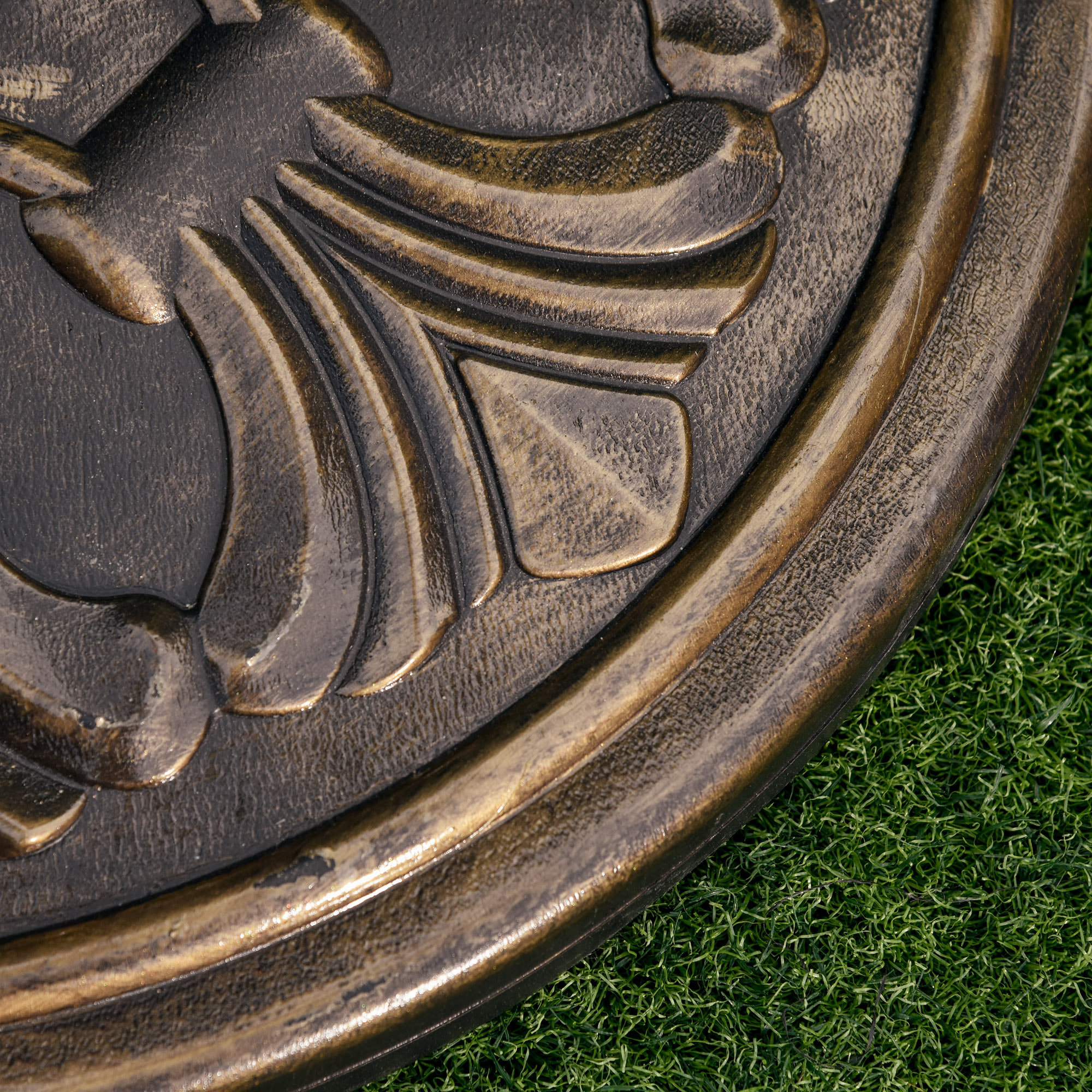 Base de Sombrilla Peso 13 kg Soporte para Parasol Redondo de HDPE y Cemento para Poste de Paraguas de Ø35/38/48 mm para Terraza Patio Jardín Playa Ø48x34 cm Bronce