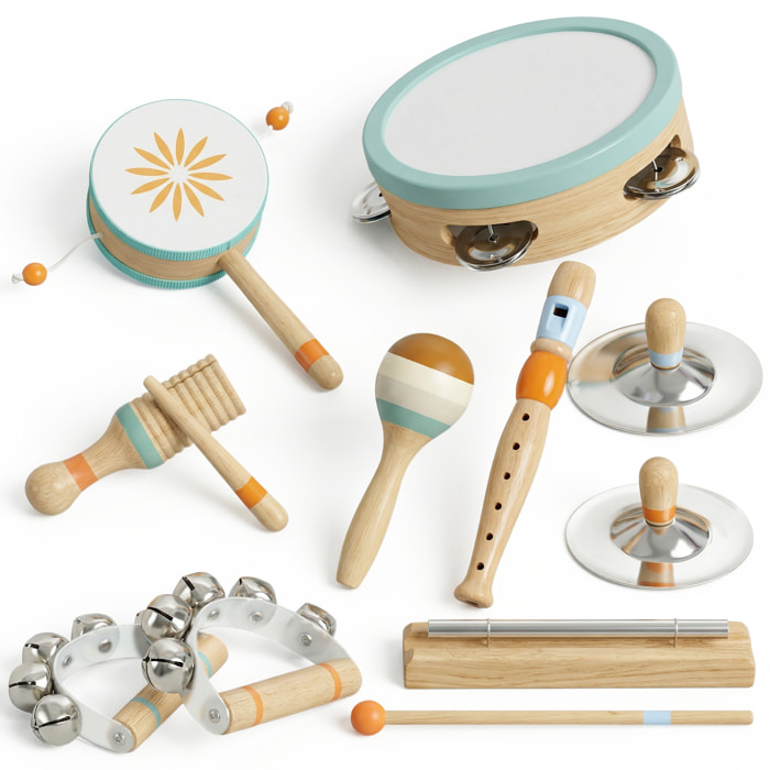 Set d'instruments de musique enfant en bois total 12 pièces