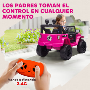 Coche Eléctrico para Niños 12V, Vehículo Todoterreno de Batería con 2 Motores, Control Remoto 2,4G, Velocidad hasta 5 km/h, Sistema de Suspensión, Faros, para Niños de +3 Años, Rosa