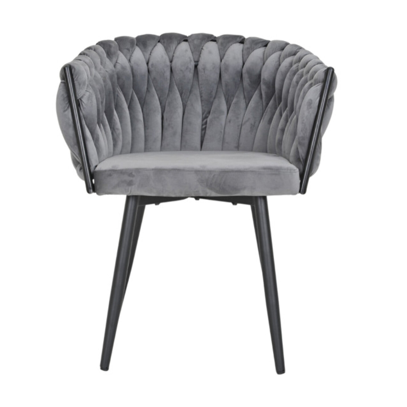 Chaise en velours tressé avec accoudoirs et pieds en métal - MELODIE 2