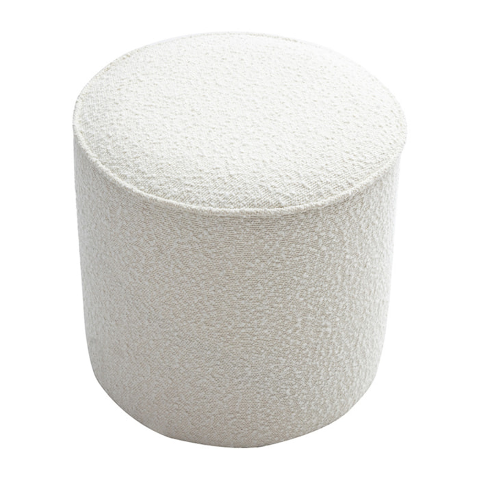 Pouf rond en tissu effet laine bouclée blanc D40 cm PAUL